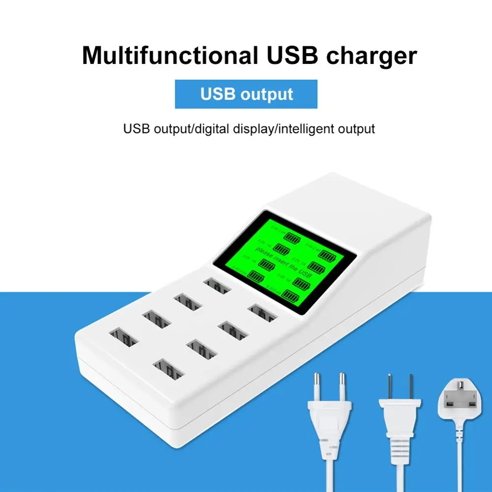 

Multi-port 8USB charger USB fast enough 8000MA LCD screen smart IC socket USB charger зарядное устройство